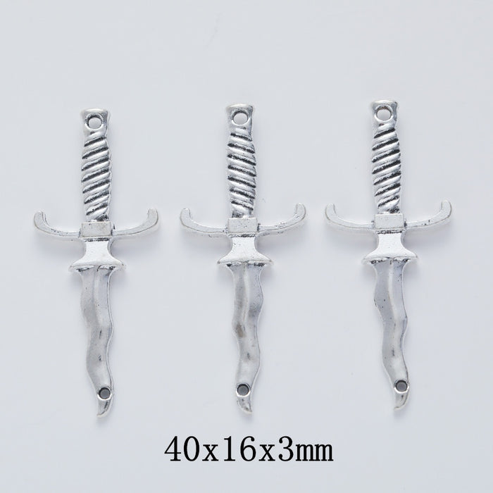 Antique Silver Zinc Alloy Dagger Charm Pendant for DIY Necklace Bracelet Jewelry Making