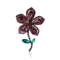 Alloy Rhinestone Flower Brooch For Elegant Dresses And Suits – Rose Red view 5