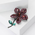 Alloy Rhinestone Flower Brooch For Elegant Dresses And Suits – Rose Red view 3