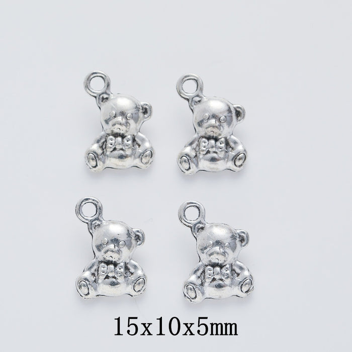 Antique Silver Zinc Alloy Bear Charm Pendant for DIY Necklace Bracelet Jewelry Making