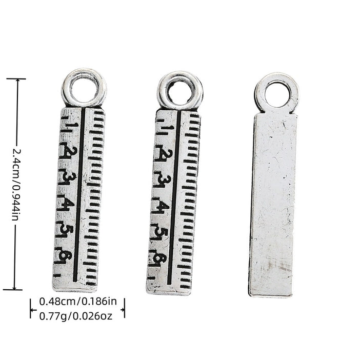 Antique Silver Zinc Alloy Ruler Charm Pendant for DIY Necklace Bracelet Jewelry Making