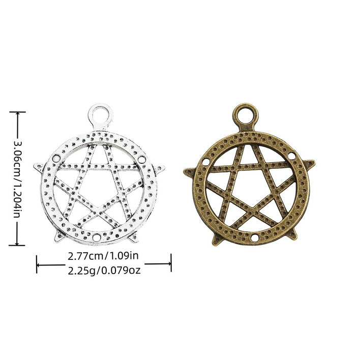 Zinc Alloy Round Star Charm Pendant for DIY Necklace Bracelet Jewelry Making