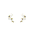Elegant Korean French Pearl Rhinestone Geometric Stud Earrings Light Luxury Sterling Silver Needle Earrings view 5