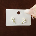 Elegant Korean French Pearl Rhinestone Geometric Stud Earrings Light Luxury Sterling Silver Needle Earrings view 4