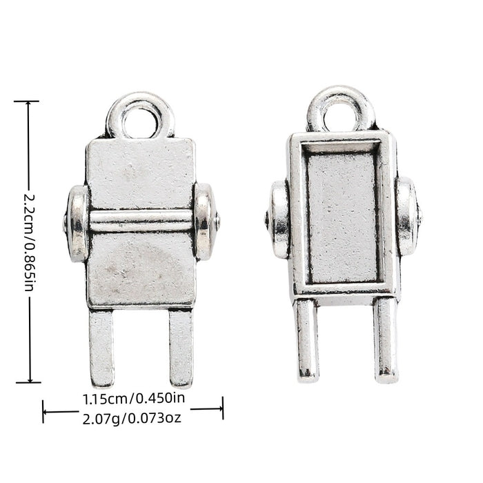 Antique Silver Zinc Alloy Robot Charm Pendant for DIY Necklace Bracelet Jewelry Making