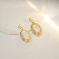 Elegant Gold Alloy Wrinkled Geometric Oval Hoop Dangle Studs Minimalist Metal Texture Earrings view 2