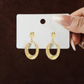 Elegant Gold Alloy Wrinkled Geometric Oval Hoop Dangle Studs Minimalist Metal Texture Earrings view 4