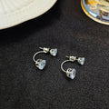 Elegant Korean Round Zircon Stud Drop Detachable Two Way Silver Needle Luxury Women Fashion Earrings view 3
