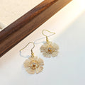 Elegant Hollow Out Flower Drop Hook Earrings With Rhinestone Center Alloy Wire Petal Dangle Earrings view 4