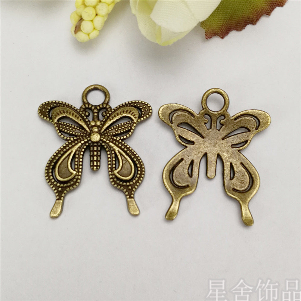 Vintage Alloy Butterfly Charm Pendant 28x24mm