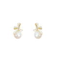 Elegant French Vintage Enamel Bowknot Zircon Studs With Faux Pearl Drop For Women Luxury Earrings view 5