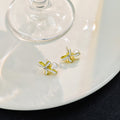 Elegant French Vintage Enamel Bowknot Zircon Studs With Faux Pearl Drop For Women Luxury Earrings view 3