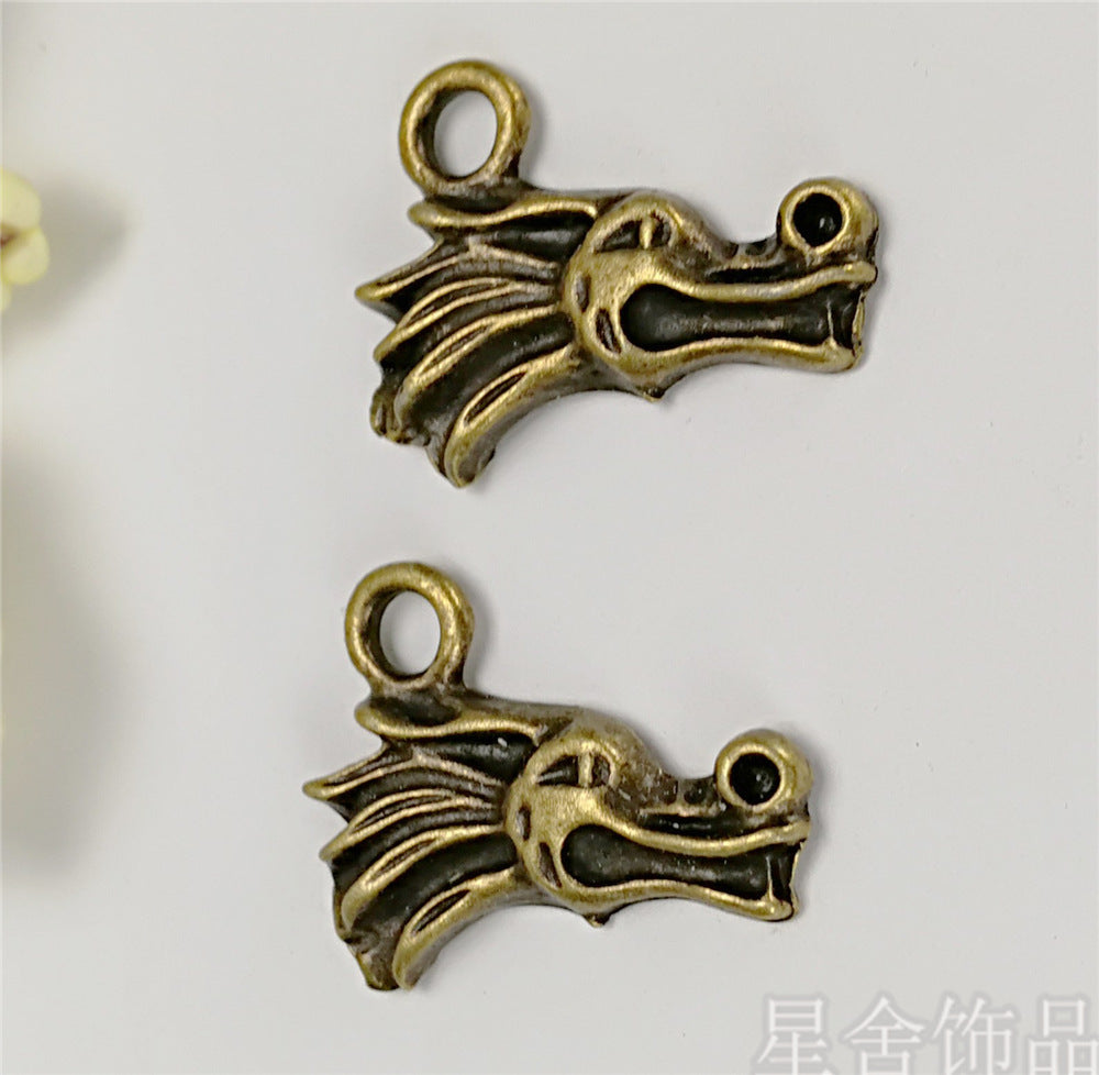 Alloy Dragon Head Charm Pendant 18x22mm