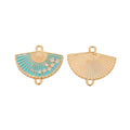 Semicircular Floral Enamel Fan Charms in Blue Pink and Red view 6