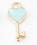 Heart-Top Key Metal Charms in 4 Pictured Finishes for Jewelry Crafts view 3