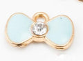 Four-Color Enamel Bow Charm with Clear Center Stone for Jewelry Making view 3