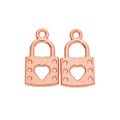 Heart Padlock Charm with a padlock shape with a heart cutout in 4 Metal Finishes view 9