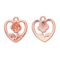 Rose Inside Heart Metal Charm Pendant in Six Finishes view 10