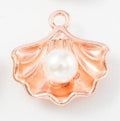 Shell and White Faux Pearl Metal Charm in Seven Finishes view 9