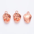 Vintage Finish Metal Baseball Glove Charms in 7 Style Options view 12