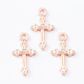 Trefoil Tip Cross Metal Pendant Charms in 6 Distinct Finishes view 10
