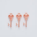 Ornate Key-Shaped Metal Charm Pendants in 6 Finishes view 11