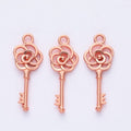 Rose Key Charm in 7 Metal Finishes for Jewelry Making view 12