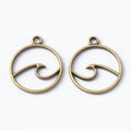 Round Ocean Wave Charm and Connector in 4 Pictured Finishes view 9