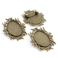 18x25mm Alloy Brooch Pendant Base Tray For Glass Cabochon, DIY Jewelry Findings, 6g view 3