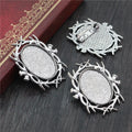 18x25mm Alloy Brooch Pendant Base Tray For Glass Cabochon, DIY Jewelry Findings, 6g view 2
