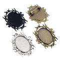 18x25mm Alloy Brooch Pendant Base Tray For Glass Cabochon, DIY Jewelry Findings, 6g view 5