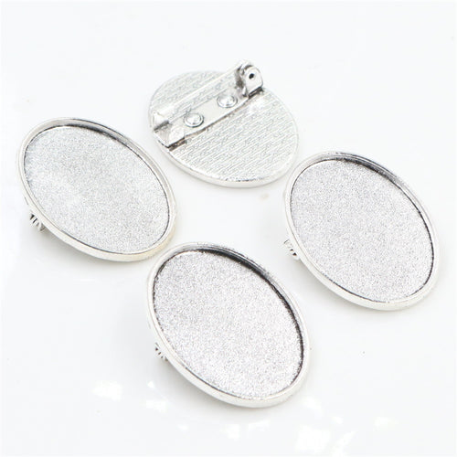 18x25mm Inner Size Alloy Brooch Pendant Tray Base 6g Time Gem DIY Jewelry Findings