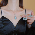 Palace Style Blue Zircon Teardrop Flower Pendant Pearl Collarbone Necklace view 2