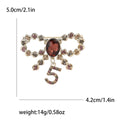 Alloy Rhinestone Number Five Bow Brooch Pin For Women's Apparel view 4