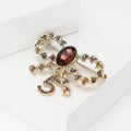 Alloy Rhinestone Number Five Bow Brooch Pin For Women's Apparel view 3