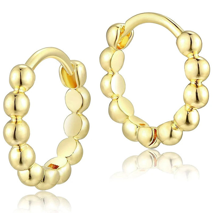 Trendy Versatile Metal Hoop Earrings With Beaded Detail Simple Fashion Ear Jewelry For Women