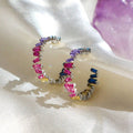 Unique Colorful Zircon Stud Earrings For Women, Niche Rainbow Ear Huggie Jewelry For Autumn Winter view 3