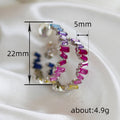 Unique Colorful Zircon Stud Earrings For Women, Niche Rainbow Ear Huggie Jewelry For Autumn Winter view 4