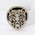Alloy Rhinestone Tiger Head Brooch Pin For Statement Suit Decoration view 2