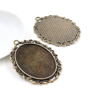 30x40mm Oval Double Sided Alloy Pendant Tray Base, 5g DIY Jewelry Setting Accessories