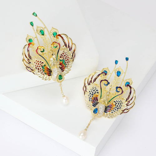 Alloy Zircon Phoenix Brooch For Elegant Dress And Suit Decoration