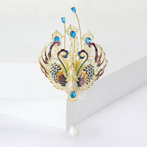 Alloy Zircon Phoenix Brooch For Elegant Dress And Suit Decoration