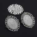 18x25mm Alloy Brooch Pendant Base Tray For Glass Cabochon, DIY Jewelry Findings, 6g – Gold view 4