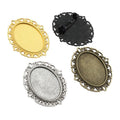 18x25mm Alloy Brooch Pendant Base Tray For Glass Cabochon, DIY Jewelry Findings, 6g – Gold view 5