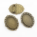18x25mm Alloy Brooch Pendant Base Tray For Glass Cabochon, DIY Jewelry Findings, 6g – Gold view 3