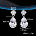Clear Sparkling Water Drop Jewelry Set, Light Luxury Earrings And Necklace For Banquet view 4