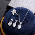 Clear Sparkling Water Drop Jewelry Set, Light Luxury Earrings And Necklace For Banquet view 2