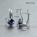 European American Rainbow Square Stone Drop Earrings Light Luxury Simple Rhombus Design Ear Jewelry view 4