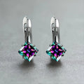 European American Rainbow Square Stone Drop Earrings Light Luxury Simple Rhombus Design Ear Jewelry view 1
