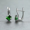 European American Rainbow Square Stone Drop Earrings Light Luxury Simple Rhombus Design Ear Jewelry view 3